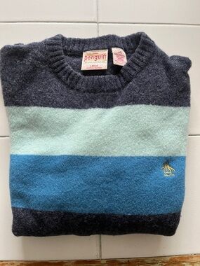 Original Penguin Men's Crewneck Sweater - Navy, Mint & Teal